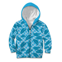 Blue Hawaii Kalo Palaka Motifs Kid Hoodie Hawaiian Taro Leaves Elegant Vibes - Polynesian Pride