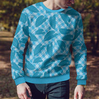 Blue Hawaii Kalo Palaka Motifs Ugly Christmas Sweater Hawaiian Taro Leaves Elegant Vibes - Polynesian Pride