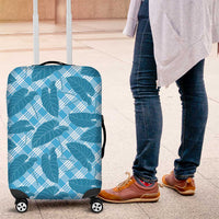 Blue Hawaii Kalo Palaka Motifs Luggage Cover Hawaiian Taro Leaves Elegant Vibes - Polynesian Pride