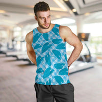 Blue Hawaii Kalo Palaka Motifs Men Tank Top Hawaiian Taro Leaves Elegant Vibes - Polynesian Pride