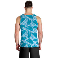 Blue Hawaii Kalo Palaka Motifs Men Tank Top Hawaiian Taro Leaves Elegant Vibes - Polynesian Pride
