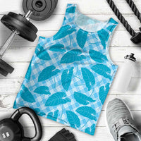 Blue Hawaii Kalo Palaka Motifs Men Tank Top Hawaiian Taro Leaves Elegant Vibes - Polynesian Pride