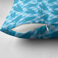 Blue Hawaii Kalo Palaka Motifs Pillow Cover Hawaiian Taro Leaves Elegant Vibes - Polynesian Pride