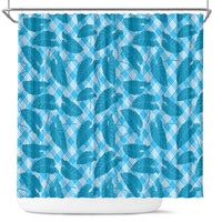 Blue Hawaii Kalo Palaka Motifs Shower Curtain Hawaiian Taro Leaves Elegant Vibes - Polynesian Pride