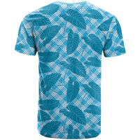 Blue Hawaii Kalo Palaka Motifs T Shirt Hawaiian Taro Leaves Elegant Vibes - Polynesian Pride