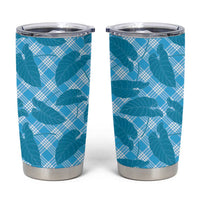 Blue Hawaii Kalo Palaka Motifs Tumbler Cup Hawaiian Taro Leaves Elegant Vibes - Polynesian Pride