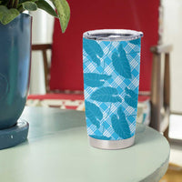 Blue Hawaii Kalo Palaka Motifs Tumbler Cup Hawaiian Taro Leaves Elegant Vibes - Polynesian Pride