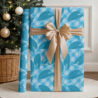 Blue Hawaii Kalo Palaka Motifs Wrapping Paper Hawaiian Taro Leaves Elegant Vibes - Polynesian Pride