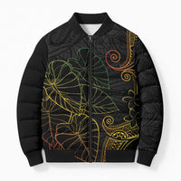 Aloha Hawaii Kalo Bomber Puffer Jacket Reggae Taro Polynesian Pattern - Polynesian Pride