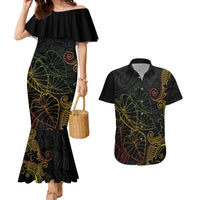 Aloha Hawaii Kalo Couples Matching Mermaid Dress and Hawaiian Shirt Reggae Taro Polynesian Pattern LT14 Black - Polynesian Pride