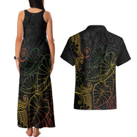Aloha Hawaii Kalo Couples Matching Tank Maxi Dress and Hawaiian Shirt Reggae Taro Polynesian Pattern - Polynesian Pride