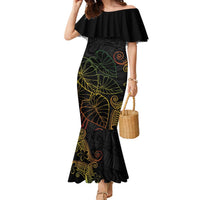 Aloha Hawaii Kalo Family Matching Mermaid Dress and Hawaiian Shirt Reggae Taro Polynesian Pattern LT14 Mom's Dress Black - Polynesian Pride