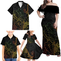 Aloha Hawaii Kalo Family Matching Off Shoulder Maxi Dress and Hawaiian Shirt Reggae Taro Polynesian Pattern - Polynesian Pride