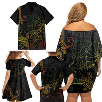 Aloha Hawaii Kalo Family Matching Off Shoulder Short Dress and Hawaiian Shirt Reggae Taro Polynesian Pattern LT14 - Polynesian Pride