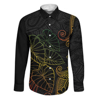 Aloha Hawaii Kalo Family Matching Tank Maxi Dress and Hawaiian Shirt Reggae Taro Polynesian Pattern LT14 Dad's Shirt - Long Sleeve Black - Polynesian Pride
