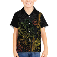Aloha Hawaii Kalo Family Matching Tank Maxi Dress and Hawaiian Shirt Reggae Taro Polynesian Pattern LT14 Son's Shirt Black - Polynesian Pride