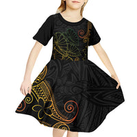 Aloha Hawaii Kalo Kid Short Sleeve Dress Reggae Taro Polynesian Pattern - Polynesian Pride