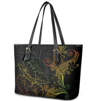 Aloha Hawaii Kalo Leather Tote Bag Reggae Taro Polynesian Pattern - Polynesian Pride