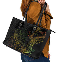 Aloha Hawaii Kalo Leather Tote Bag Reggae Taro Polynesian Pattern - Polynesian Pride