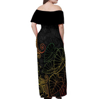 Aloha Hawaii Kalo Off Shoulder Maxi Dress Reggae Taro Polynesian Pattern - Polynesian Pride