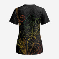 Aloha Hawaii Kalo Scrub Top Reggae Taro Polynesian Pattern - Polynesian Pride