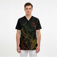 Aloha Hawaii Kalo Scrub Top Reggae Taro Polynesian Pattern - Polynesian Pride