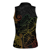 Aloha Hawaii Kalo Women Sleeveless Polo Shirt Reggae Taro Polynesian Pattern - Polynesian Pride
