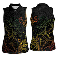 Aloha Hawaii Kalo Women Sleeveless Polo Shirt Reggae Taro Polynesian Pattern - Polynesian Pride