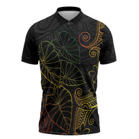Aloha Hawaii Kalo Zipper Polo Shirt Reggae Taro Polynesian Pattern - Polynesian Pride