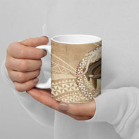 Tonga Skink Kava Bowl Ceramic Mug Vintage Tongan Ngatu Pattern LT14 - Polynesian Pride