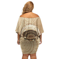 Tonga Skink Kava Bowl Family Matching Off Shoulder Short Dress and Hawaiian Shirt Vintage Tongan Ngatu Pattern