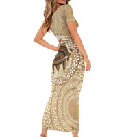 Tonga Skink Kava Bowl Family Matching Short Sleeve Bodycon Dress and Hawaiian Shirt Vintage Tongan Ngatu Pattern LT14 - Polynesian Pride