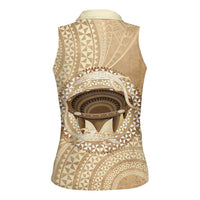 Tonga Skink Kava Bowl Women Sleeveless Polo Shirt Vintage Tongan Ngatu Pattern LT14 - Polynesian Pride