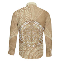 Tonga Ngatu Turtle Family Matching Off The Shoulder Long Sleeve Dress and Hawaiian Shirt Vintage Tongan Tapa Cloth LT14 - Polynesian Pride