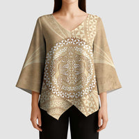 Tonga Ngatu Turtle Kimono Sleeve Blouse Vintage Tongan Tapa Cloth