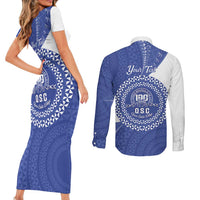 Queen Salote College 100th Anniversary Personalized Couples Matching Short Sleeve Bodycon Dress and Long Sleeve Button Shirt Est 1926 Kolisi Fefine Tongan Ngatu Pattern