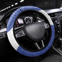 Queen Salote College 100th Anniversary Steering Wheel Cover Est 1926 Kolisi Fefine Tongan Ngatu Pattern LT14 Universal Fit Blue - Polynesian Pride