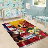 Personalised United States And Papua New Guinea Area Rug USA Eagle With PNG Bird Of Paradise