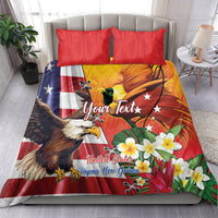 Personalised United States And Papua New Guinea Bedding Set USA Eagle With PNG Bird Of Paradise
