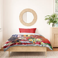 Personalised United States And Papua New Guinea Bedding Set USA Eagle With PNG Bird Of Paradise