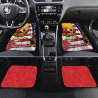 Personalised United States And Papua New Guinea Car Mats USA Eagle With PNG Bird Of Paradise