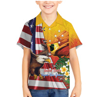 Personalised United States And Papua New Guinea Family Matching Mermaid Dress and Hawaiian Shirt USA Eagle With PNG Bird Of Paradise