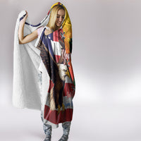 Personalised United States And Papua New Guinea Hooded Blanket USA Eagle With PNG Bird Of Paradise