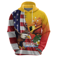 Personalised United States And Papua New Guinea Hoodie USA Eagle With PNG Bird Of Paradise LT14 - Polynesian Pride