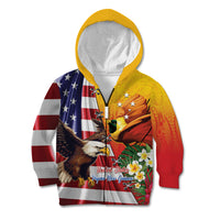 Personalised United States And Papua New Guinea Kid Hoodie USA Eagle With PNG Bird Of Paradise