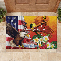 Personalised United States And Papua New Guinea Rubber Doormat USA Eagle With PNG Bird Of Paradise
