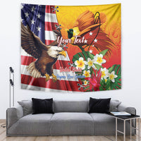 Personalised United States And Papua New Guinea Tapestry USA Eagle With PNG Bird Of Paradise