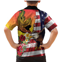 Personalised United States And Hawaii Family Matching Mermaid Dress and Hawaiian Shirt USA Eagle With Hawaiian Shark Tattoo LT14 - Polynesian Pride
