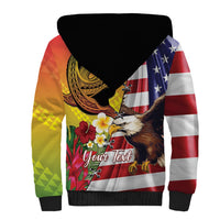 Personalised United States And Hawaii Sherpa Hoodie USA Eagle With Hawaiian Shark Tattoo LT14 - Polynesian Pride