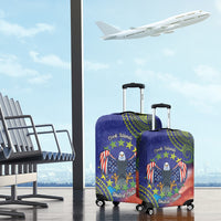 Personalised United States And Cook Islands Luggage Cover USA Eagle Mix Polynesian Pattern